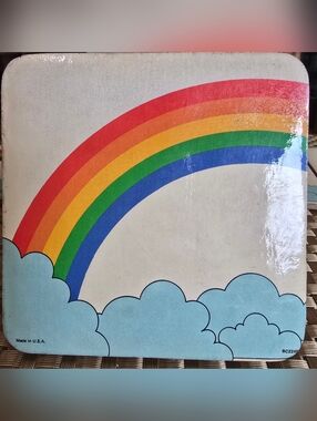 Retro Rainbow Cloud Coasters  - Colorful Set Of 8